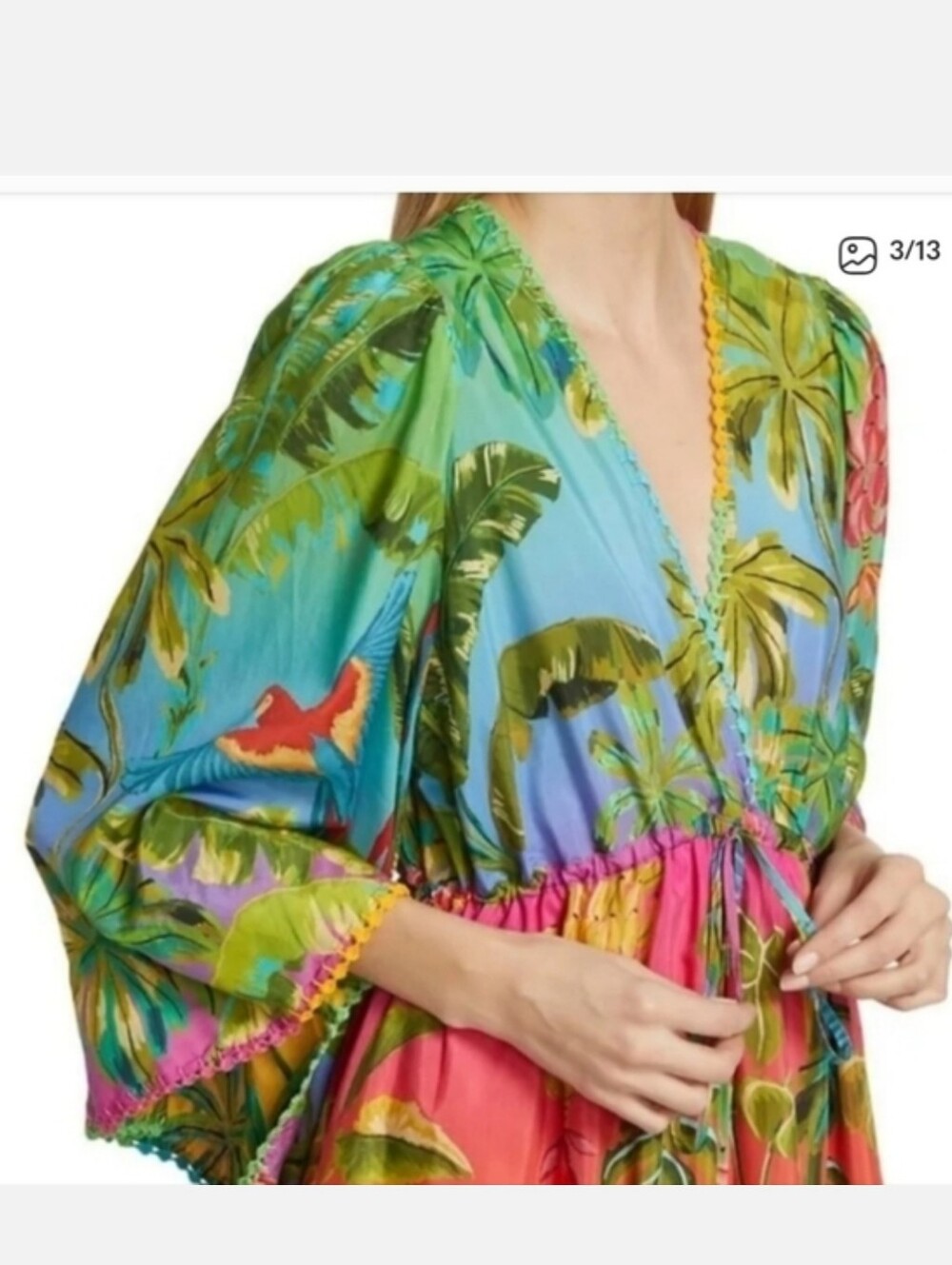 Farm Rio Ombre Forest Ruffle Tunic Maxidress. - Picture 4 of 5